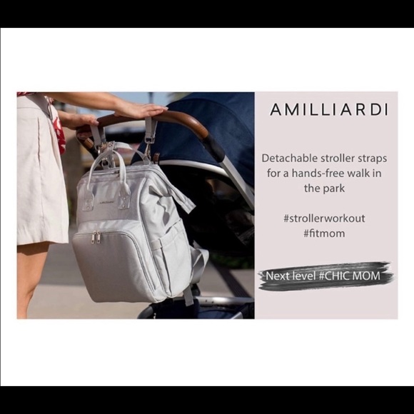 AMILLIARDI Grey diaper backpack NWT - Picture 2 of 8